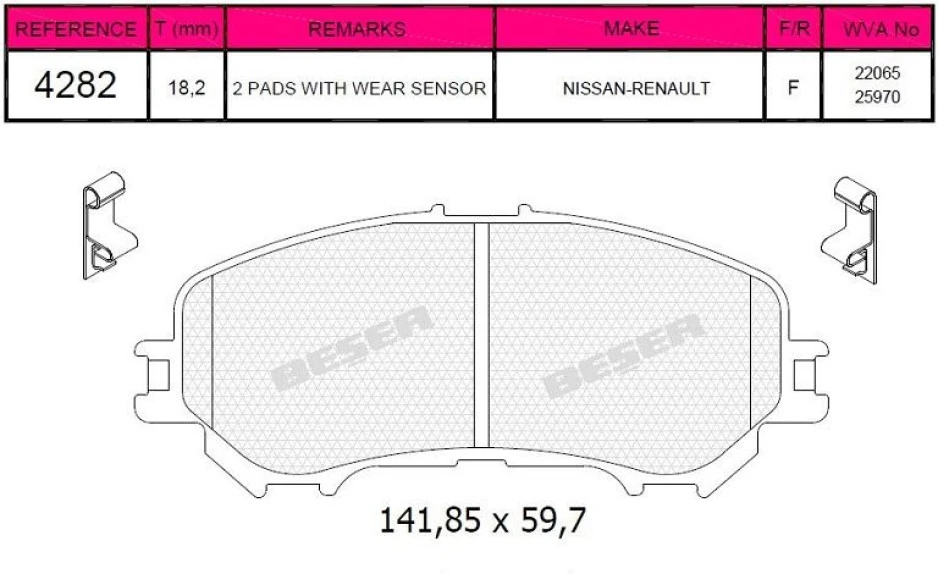 Nissan On Fren Balatası Nissan Qashqaı J11 Kasa 2013-> Xtraıl 2014-> Renault Kadjar 2015-> - Grap 94282