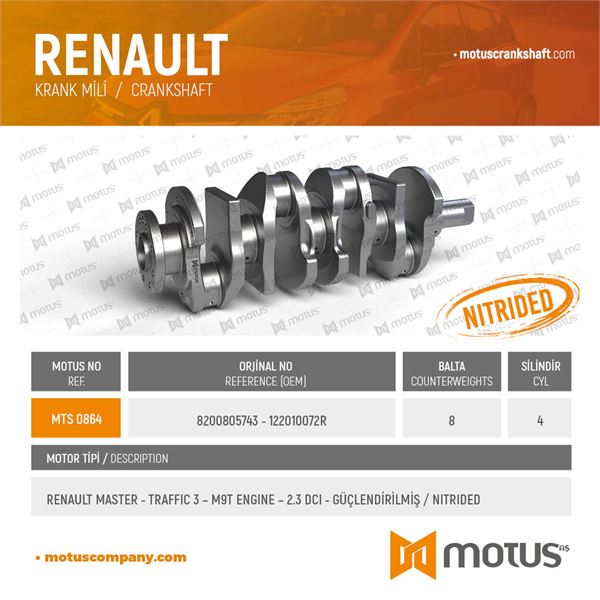 KRANK MILI RENAULT MASTER OPEL  MOVANO 2.3 DCI M9T 10> - MOTUS 864