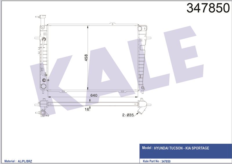 MOTOR SU RADYATORU TUCSON SPORTAGE 2,0 2,7 BENZINLI 2004 2010 OTOMATIK - KALE 347850