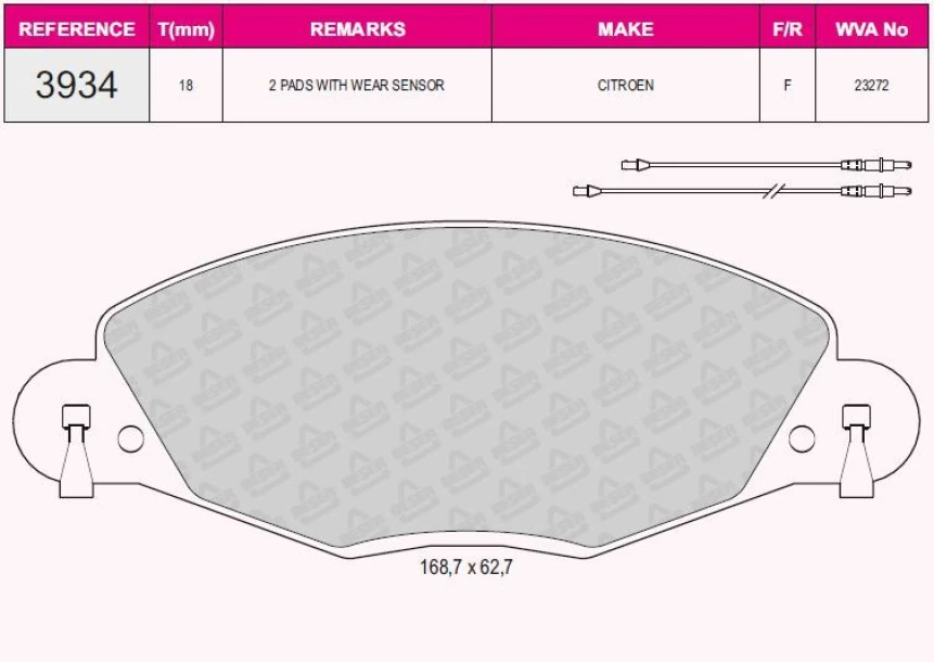 Psa On Fren Balatası Fisli C5 2.2 Hdi 3.0 V6 Hb / Sedan - Beser 3934
