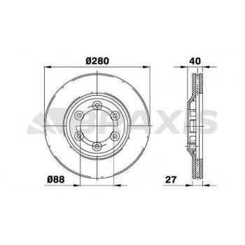 ON FREN DISK AYNASI ISUZU D-MAX 2.5 4X4 04>12 / D-MAX 2.5 4X2 07>17 280MM - BRAXIS AE0468