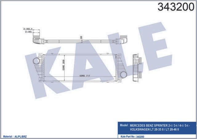 TURBOSARJ RADYATORU LT28-35-46 SPRINTER 901>905 96>06 - KALE 343200