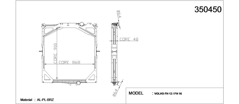 SU RADYATORU VOLVO FH 400 520 / FH 12 FH 340 500 / FH 16 FH 470 700 / FM FM 300 500 (CERCEVELI) / (M - KALE 350450