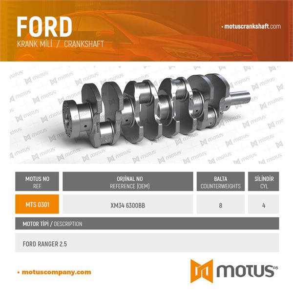 KRANK MILI RANGER MAZDA B2500 2,5TD 98>12 - MOTUS 301