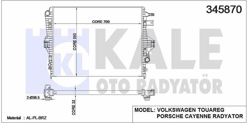MOTOR SU RADYATORU TOUAREG 3,0 V6 TSI / TDI 3,6 V6 FSI 10> CAYENNE 3,0 3,6 10> - KALE 345870