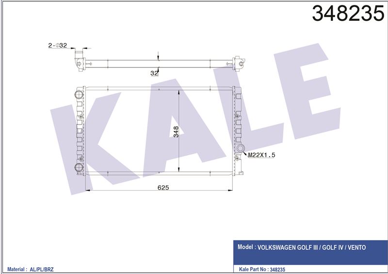 MOTOR RADYATORU GOLF III 1,6 / 1,8 / 2,0 95>97 - KALE 348235