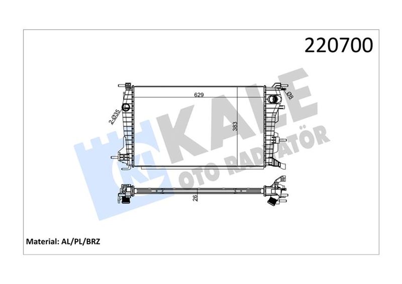 MOTOR RADYATORU FLUENCE 1,5DCI ( 630x368x26 ) - KALE 0559021AB
