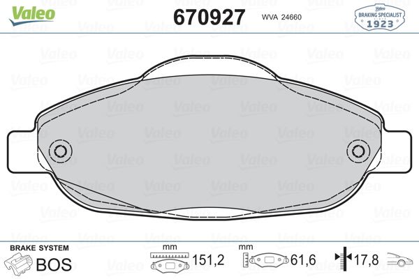 ON FREN BALATASI (TK) 308 1,4 VTI / 1,6 HDI / 1,6 THP / 1,6 VTI / 2,0 HDI 07 - VALEO 670927