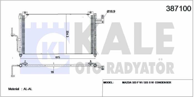 KLIMA RADYATORU MAZDA 323 1998 2002 - KALE 387100