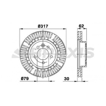 FREN DISKI ON DISCOVERY 3 05-09 DISCOVERY 4 10-16 2.7 V6 DIZEL RANGE ROVER SPORT 4.4 V8 PETROL 317MM - BRAXIS AD0401
