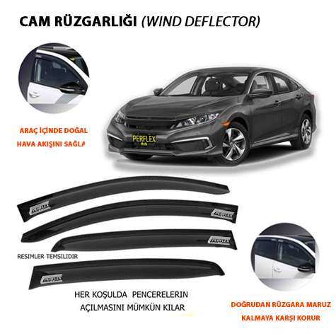 CAM RUZGARLIGI MUGEN TIP 4 PARCA HONDA CIVIC DYNAMIC 2016-> - PERFLEX PD4-HD16