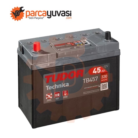 AKU 12V 45 AH 330A B24 (237×127×227) DAR TIRNAKSIZ INCE TERS - TUDOR TB457