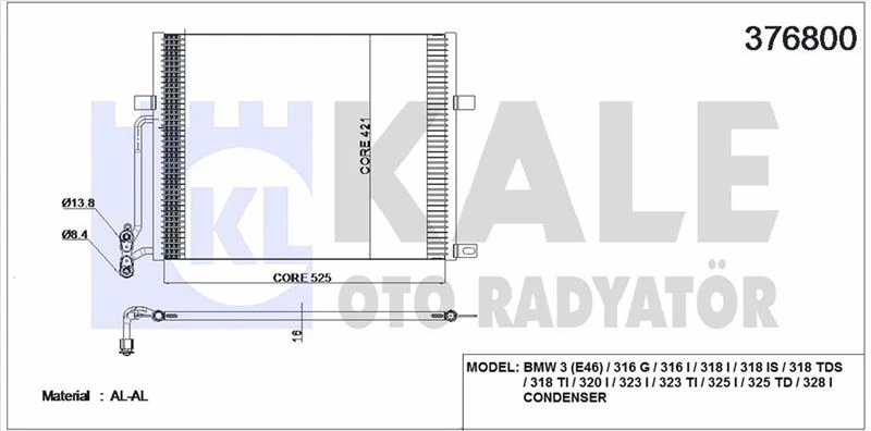 Bmw Klima Radyatörü - Klima Radyatörü - Kal 376800