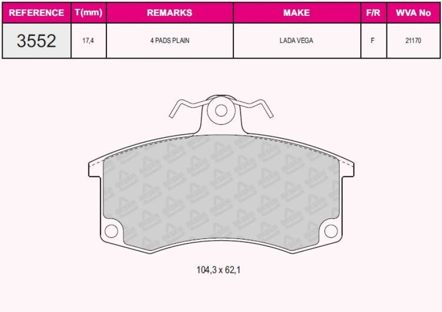 Lada On Fren Balatası Vega - Beser 3552
