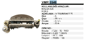 DİYOT TABLASI-MT MAZDA/ACCENT  626 85MM CAP 5 MM CIVATALI - VERTEX-VMR8546