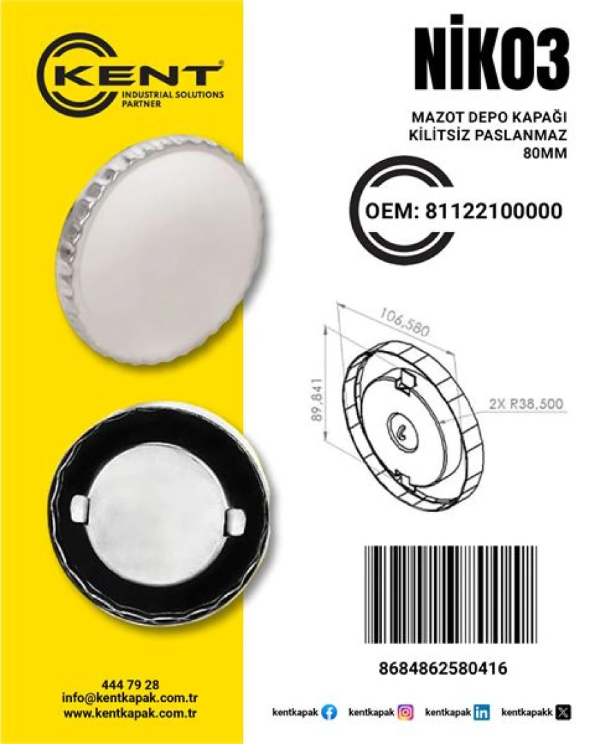 İveco Truck Mazot Depo Kapgı Kilitsiz Sac 80'lik İveco Renault Man - Kent Nik-03