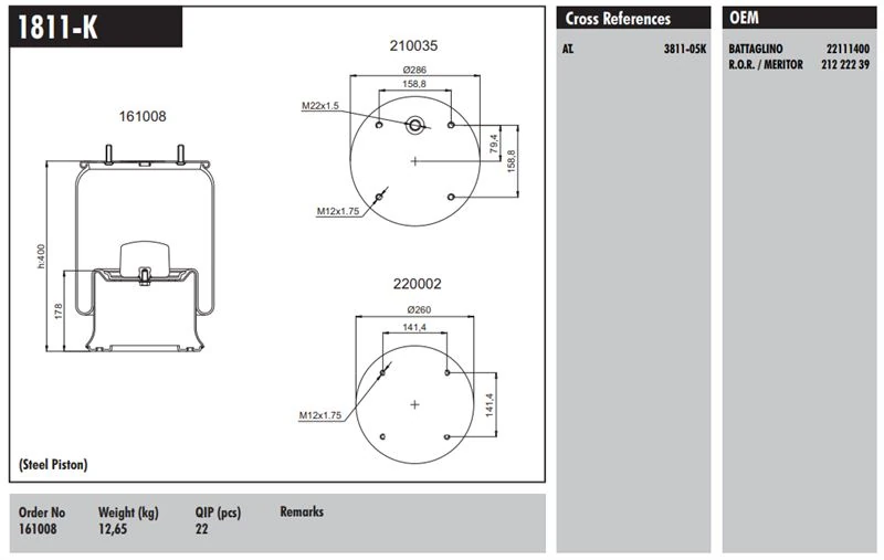 Daf Truck Komple Metal Pistonlu Daf Renault - Connect MD 1811-K