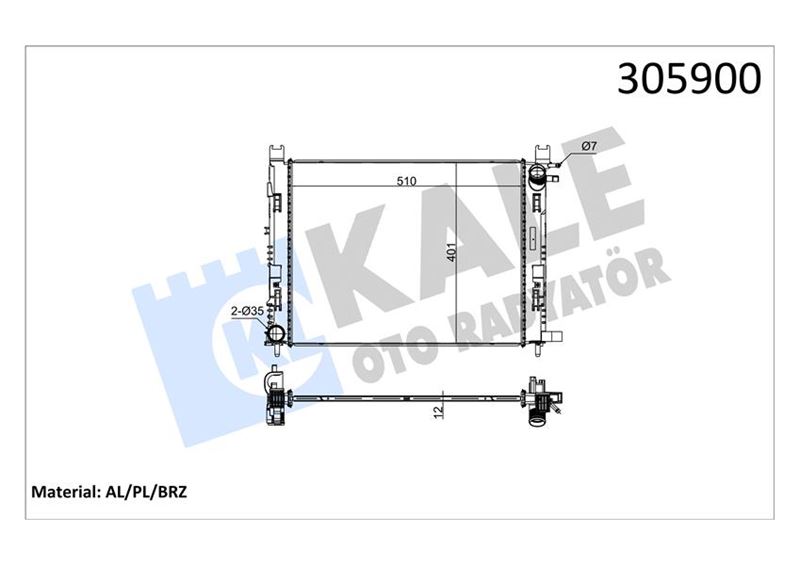 MOTOR RADYATOR CLIO IV CAPTURE SYMBOL SANDERO LOGAN LODGY DOKKER 0,9TCE 1,2 16V 1,5DCI 1,6 12MM (510 - KALE 0518591AB