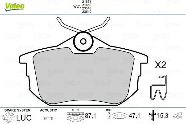 ARKA FREN BALATASI MITSUBISHI CARISMA 96-06 COLT 04-10 SPACESTAR 98-04 PERSONA WIRA 00-02 VOLVO S40 - VALEO 670319
