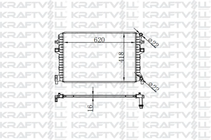 Vag Motor Su Radyatoru Golf VII A3 Leon Octavıa 1.2 1.4 1.6 13> (620*418*16) Brazıng (mt) - Kraftvoll 08040081
