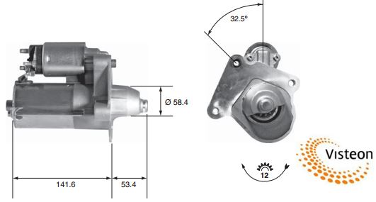 MARS MOTORU 12V 12 DIS 1,4KW FIESTA V / VI 1,4TDCI / 1,5TDCI / 1,6TDCI 01 /> FUSION 1,4TDCI / 1,6TDC - VISTEON 20-100-01021