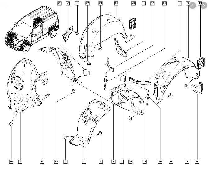Renault Camurluk Davlumbazı Arka Sag Kangoo III 08> - Brd 674