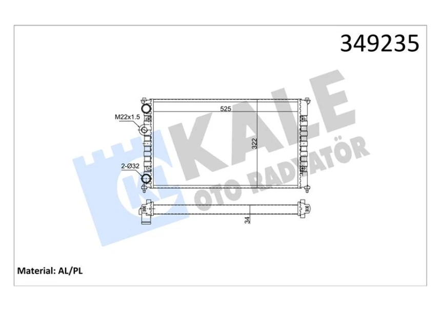Vag Motor Radyator Cordoba İbiza Caddy Polo Classıc 1,4 / 1,6 / 1,7 / 1,8 / 1,9 96> - Kale 349235