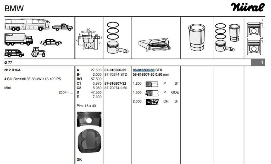 Psa Segman Takım (1 Piston İcin) P3008 Partner Tepe Rcz P207 P208 P308 P508 P5008 C4 C4 II Ds4 C3 Picass - Goetze 68165005g