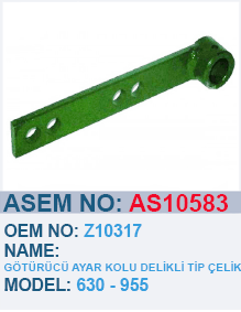 JOHN DEERE 630 955 GÖTÜRÜCÜ AYAR KOLU DELIKLI TIP ÇELIK - Z10317 - AS10583