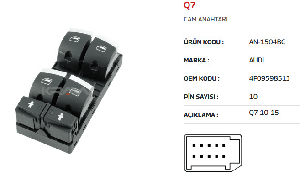 Unıversal Can Anahtarı>q7 07-15 Cam Anah. - Dörtlü Krom - Mcar-An1504bc