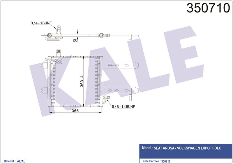 KLIMA RADYATORU POLO / CLASSIC LUPO 1.6 / 1.4 / 1.3 94>99 - KALE 350710
