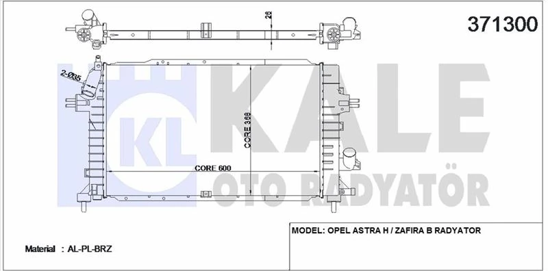 Opel Su Radyatoru (brazıng) Astra H Z13dth Z17dth Z17dtj Z19dt Zfira B Z17dtj A17dtj Z19dt - Kale 371300