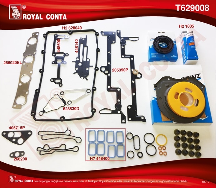 MOTOR TAKIM CONTA (VICTOR REINZ KECELI+S,K,C HARIC) TRANSIT V347 11>14 V363 14 /> RANGER 12 /> 2,2TD - ROYAL T629008