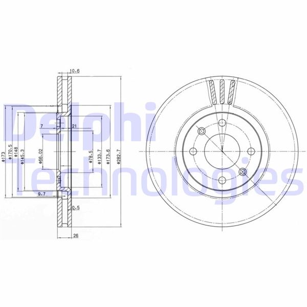 ON FREN DISK AYNASI XANTIA P406 XU10J4R / EW10J4 (2,0 16V) 2,2HDI 16V ES9J4S (3,0 V6 24V) / (95 ) HA - DELPHI BG2872