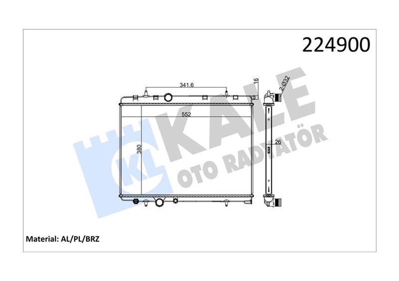 SU RADYATORU P307 P206 C4 C4 (B7) DS4 XSARA II XSARA PICASSO (TU5JP4)1,6 16V OTOMATIK P206 TU3JP - KALE 2018191AB