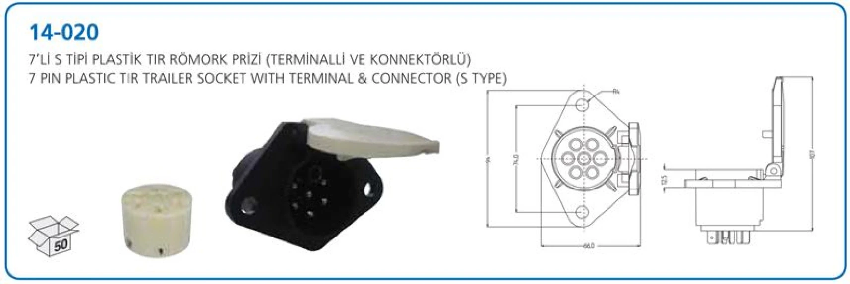 Unıversal Truck Tir Romork Fisi S Tipi 7 LI Disi Plastık (terminallı Ve Soketli) - Aksa 14-020