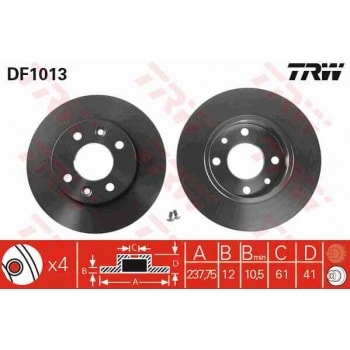 ON FREN AYNASI (DISKI) R9 R11 R19 R21 CLIO I II SYMBOL EXPRES MEGANE I LOGAN SANDERO 1,2 / 1,4 / 1,6 - TRW DF1013