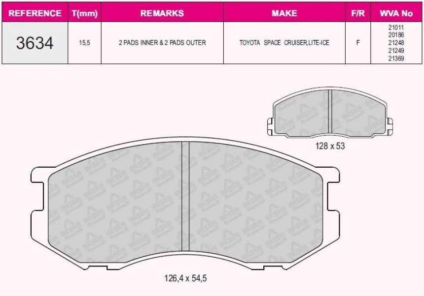 Toyota On Fren Balatası Toyota Modell F 80>90 Liteace 75>90 Master 85>93 - Beser 3634