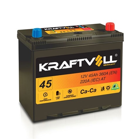 AKU 12V 45 AH NS60 (238x129x227) DAR TAM KAPALI  (TIRNAKLI) - KRAFTVOLL 18010003