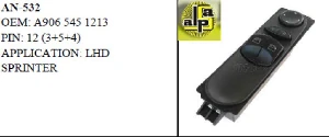 Unıversal Cam Anahtarı>mercedes Sprinter 06-->  Sol Çift Ayna Ayarlı   >>a9065451213/a9065450914 - Mcar-An532