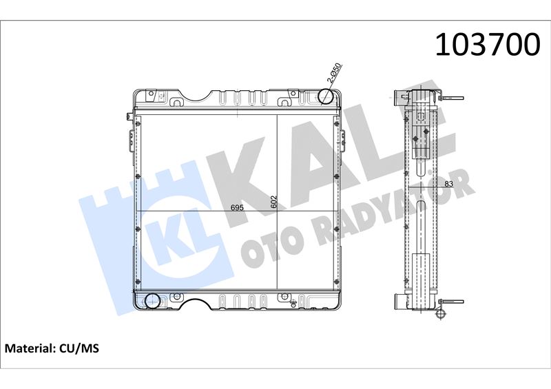 MOTOR SU RADYATORU KOMPLE - FORD CARGO / 2520 (UZUN CIVATA E.M.) INTC (5 SIRA PA) - KALE 0205035PA