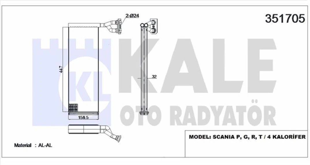 Scanıa Truck Kalorıfer Radyatoru Scanıa P,g,r,t / 4 Seri - Kale 351705