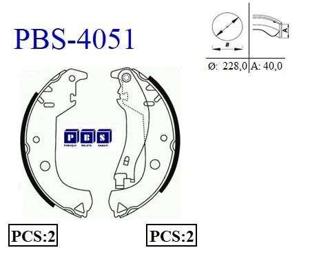 ARKA FREN BALATASI PABUC DOBLO ALBEA 1,2 / 1,3 / 1,4 / 1,6 / 1,9 (TRW MODEL) - PBS 4051