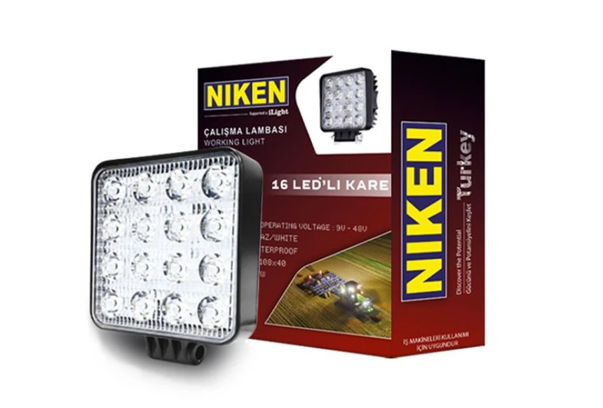 Unıversal Calısma Lambası 16 Ledli Kare 12v 24v - Niken 052 001 02 01