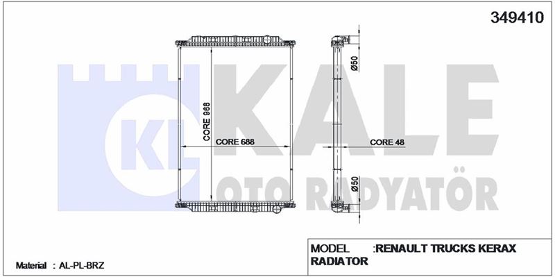MOTOR SU RADYATORU (CERCEVESIZ) RENAULT KERAX 370,410,440,450,460,500,520 05> DXI11 - KALE 349410