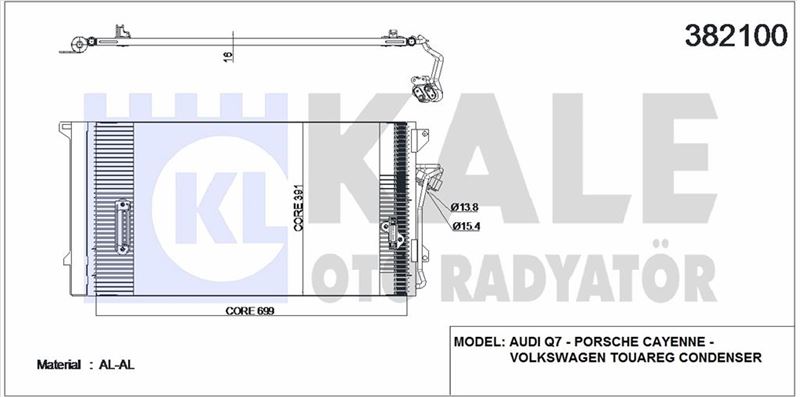 KLIMA RADYATORU AUDI Q7 0615 PORSCHE CAYENNE 0210 TOUAREG 0210 - KALE 382100