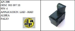 Unıversal Cam Anahtarı>fıat Albea - Palıo Sol İç Siyah   >>98809718 - Mcar-An208