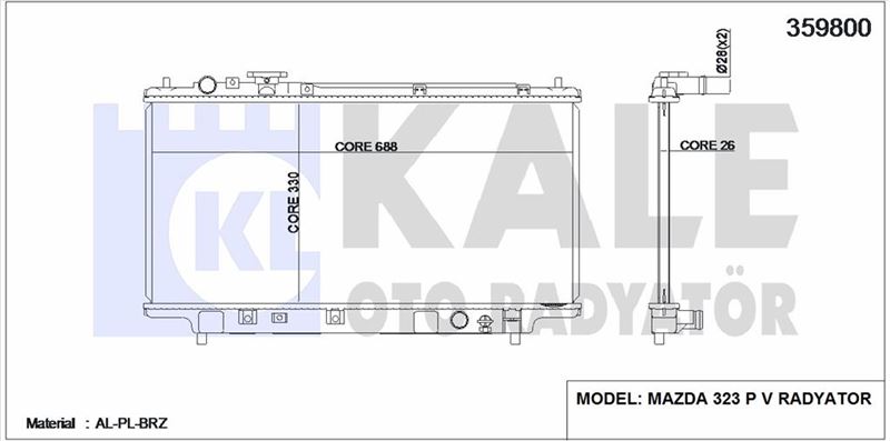 MOTOR SU RADYATORU 323 96>98 MANUEL (690X330X13) - KALE 359800