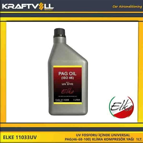 UV FOSFORU IÇINDE UNIVERSAL PAG(46-68-100) KLIMA KOMPRESÖR YAGI  1LT. - ELKE 11033UV