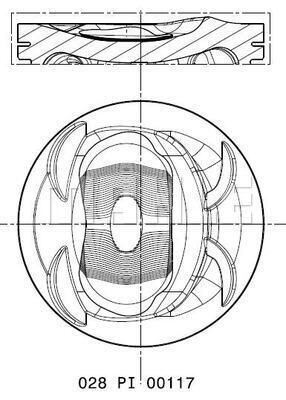 PISTON+SEGMAN (77,01MM STD) GOLF V / VI / PLUS ALHAMRA BEETLE (TOURAN 1,4TSI / FSI) EOS JETTA III / - MAHLE 028PI00131002